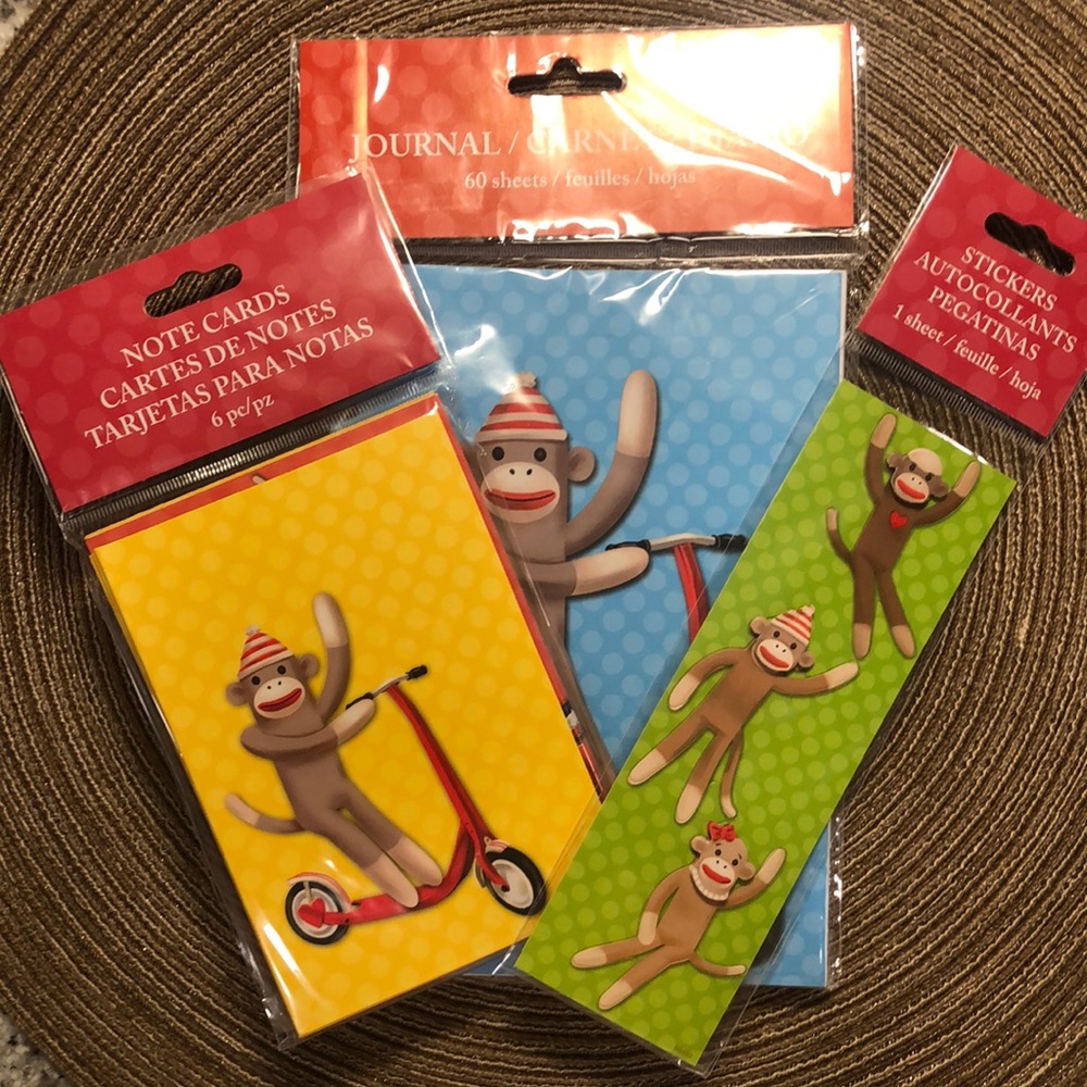 Sock Monkey Journal Notecards Stickers